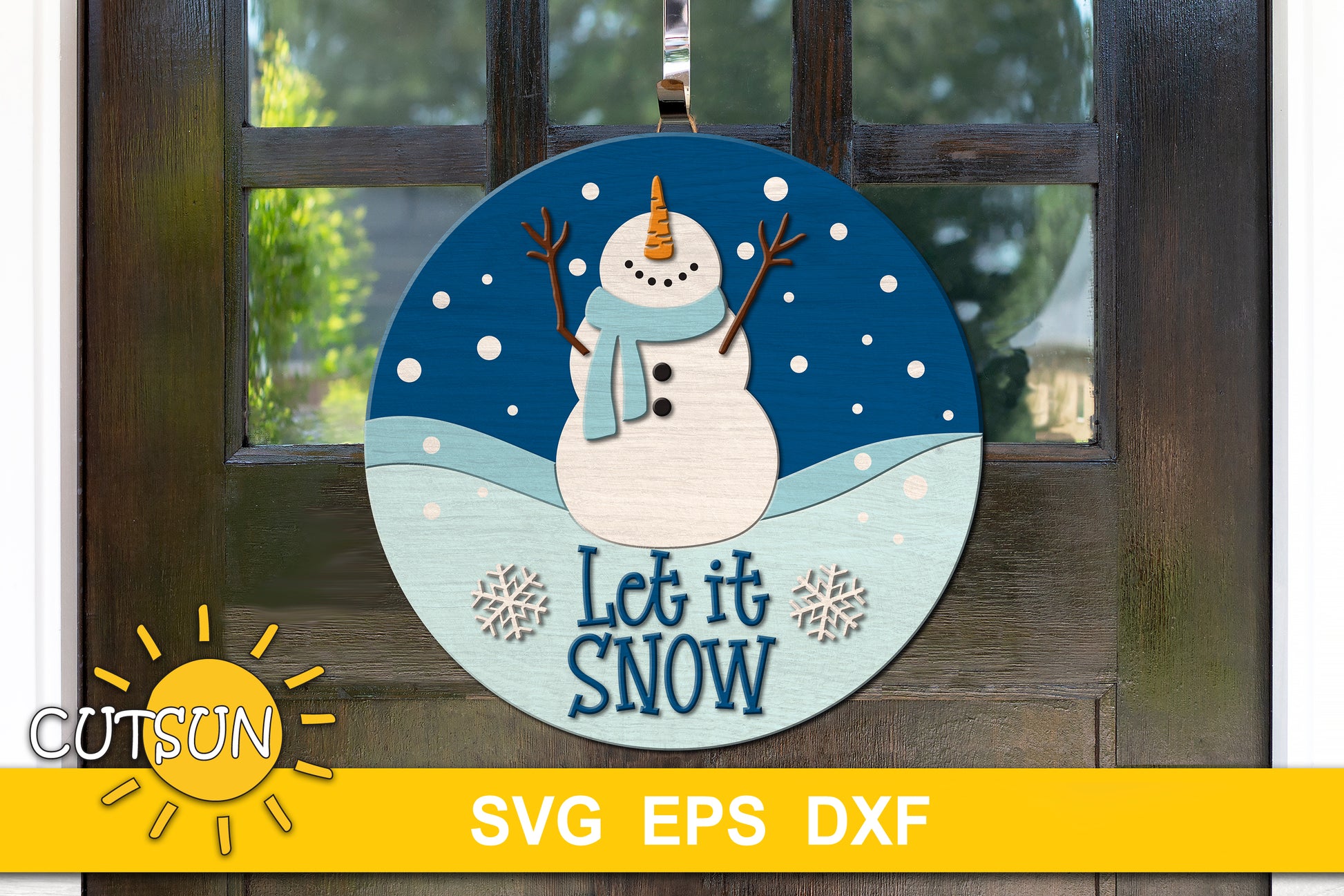 Snowman door hanger SVG cut file