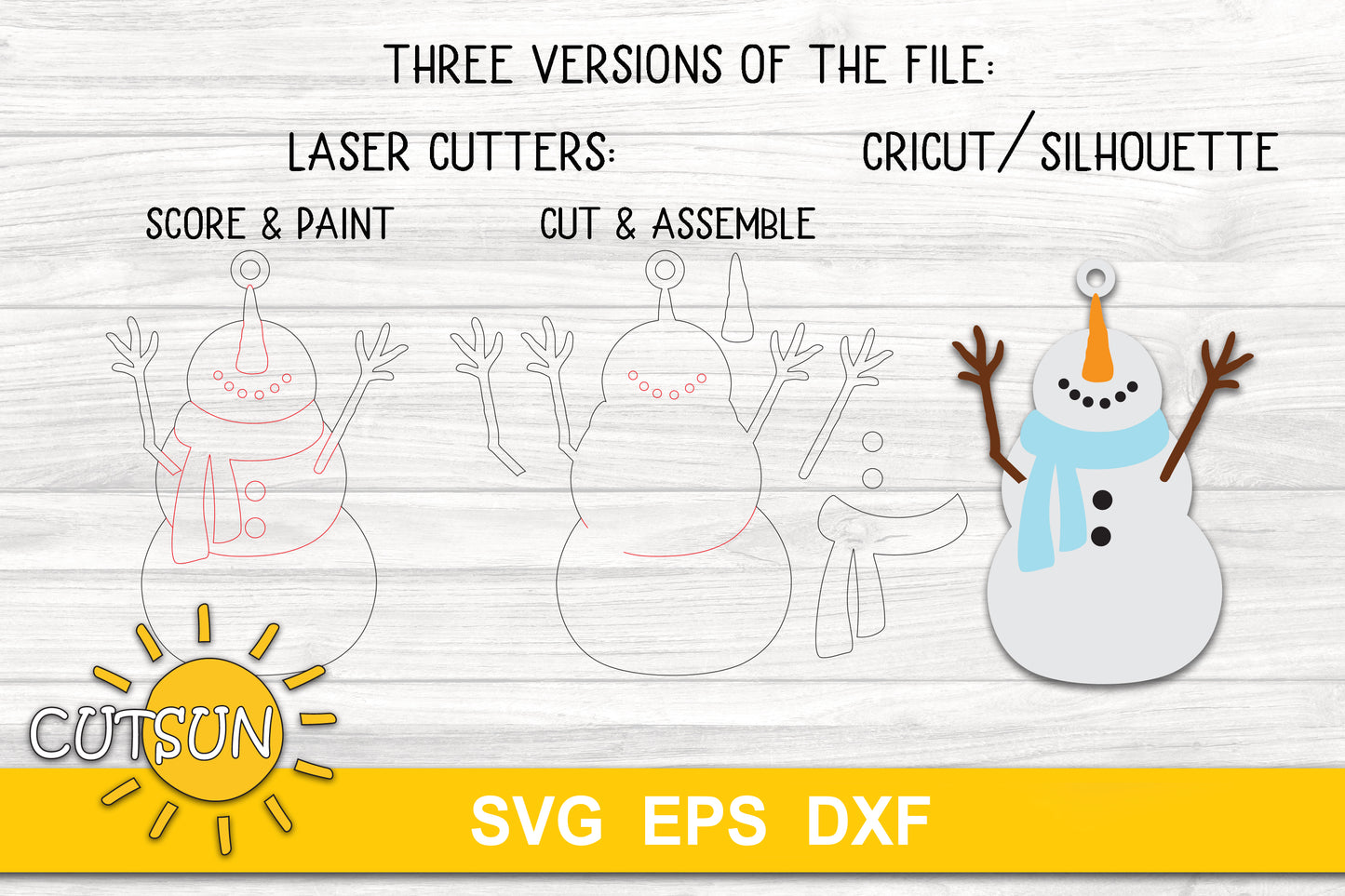 Christmas ornament Snowman Looking up - SVG digital download laser cut file