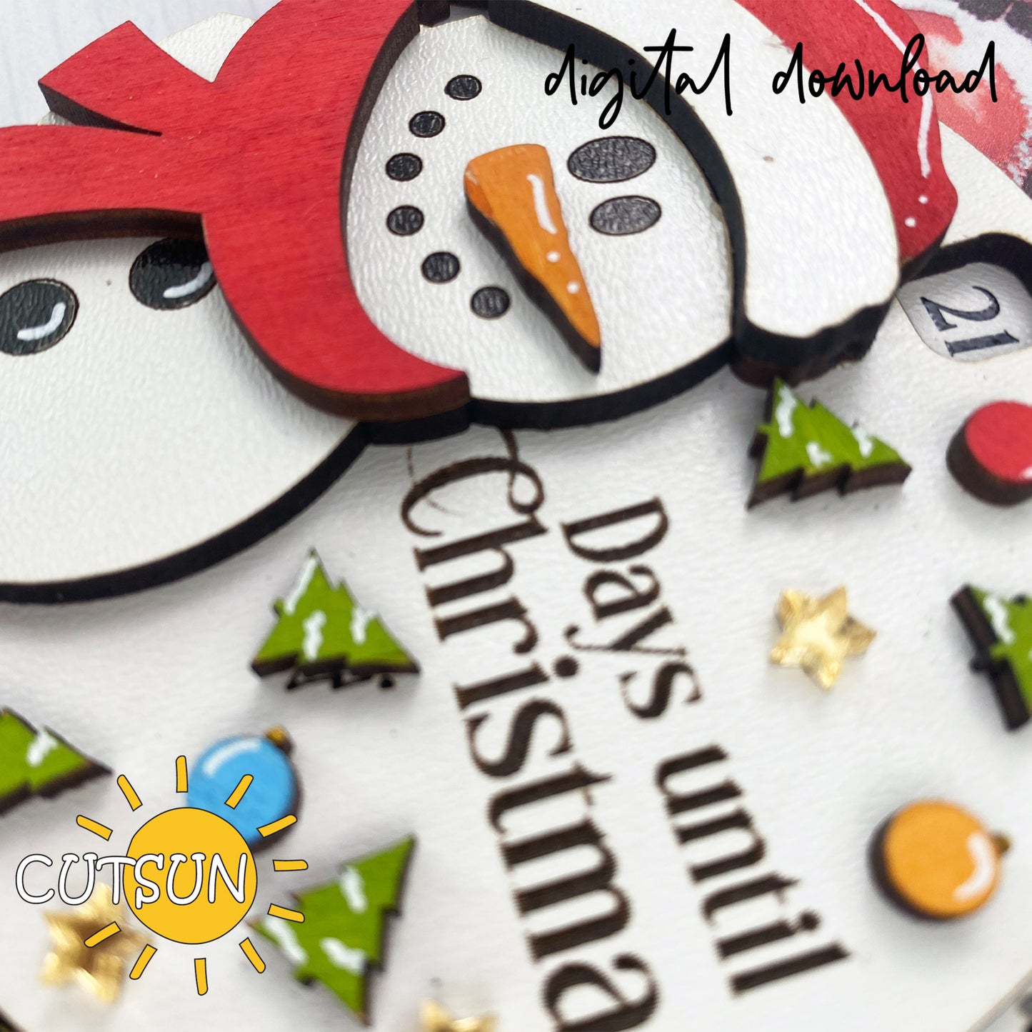 Christmas Countdown SVG Snowman SVG Laser cut file
