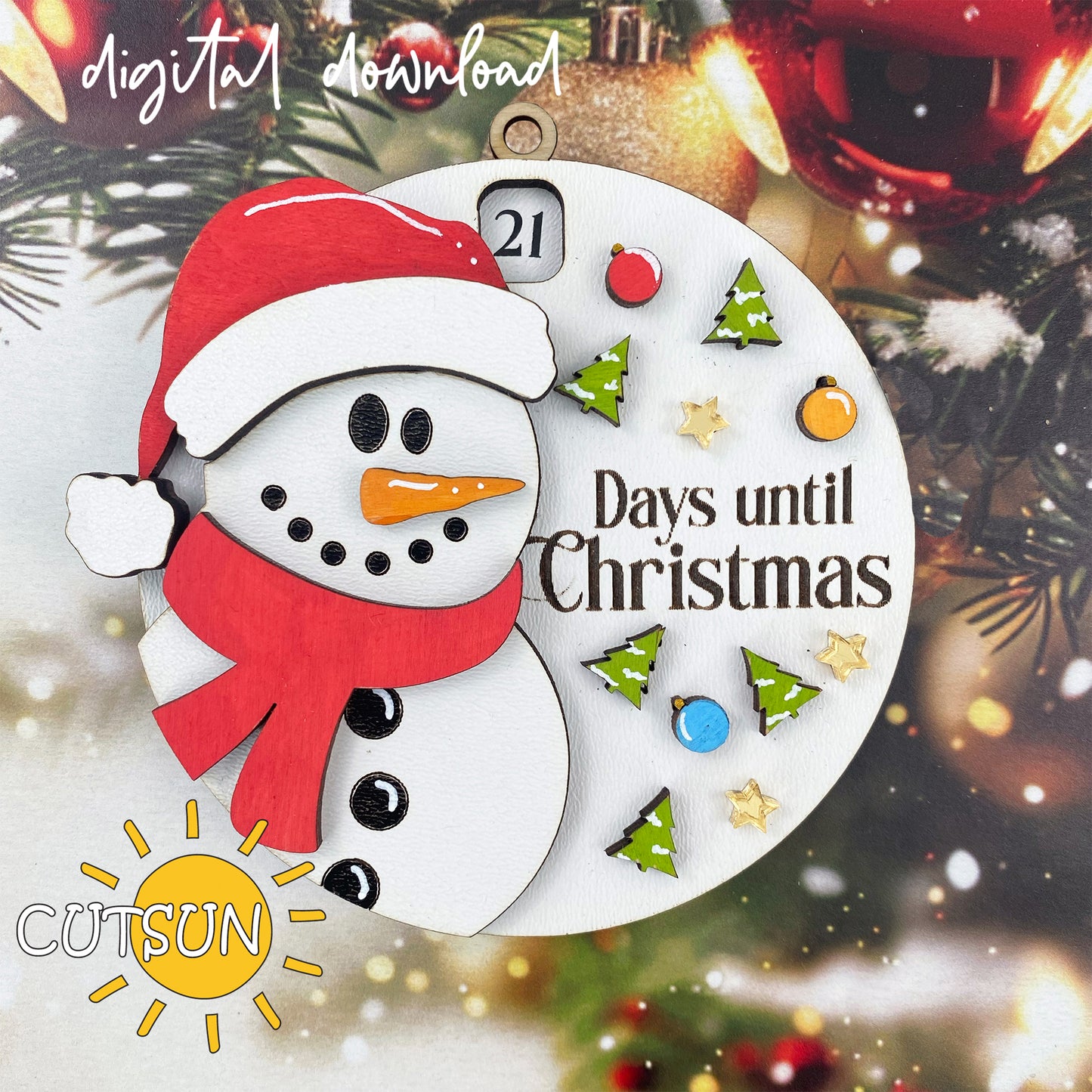 Christmas Countdown SVG Snowman SVG Laser cut file