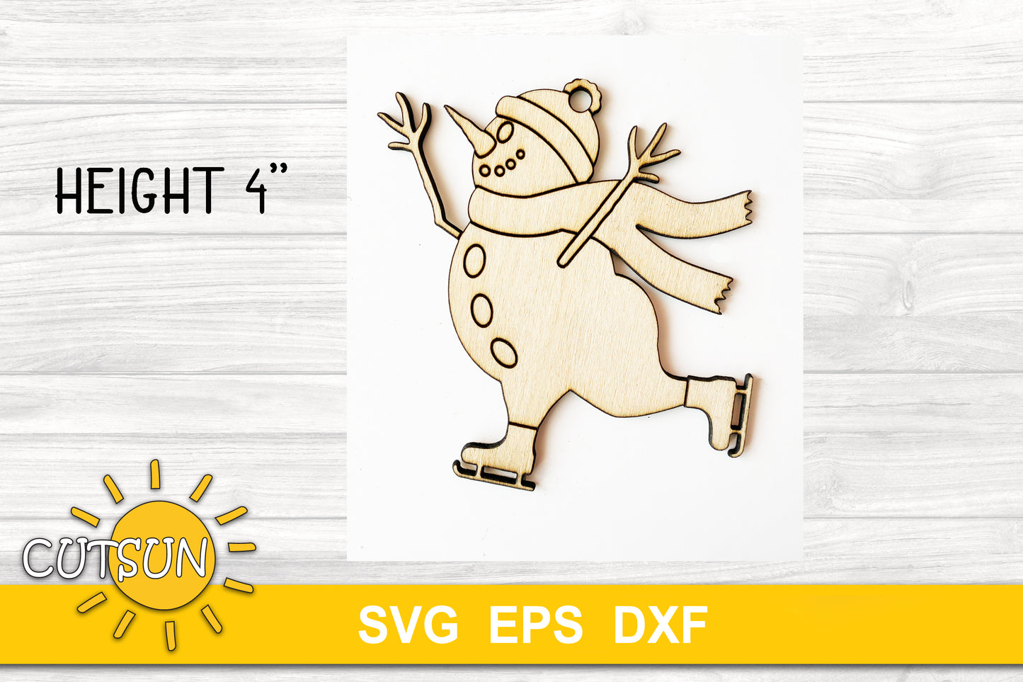 Snowman on ice skates Christmas ornament svg