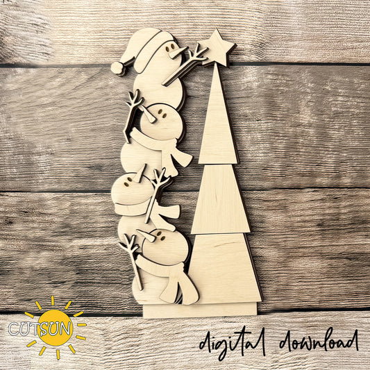 Snowmen & Christmas Tree – Standing Laser Cut File