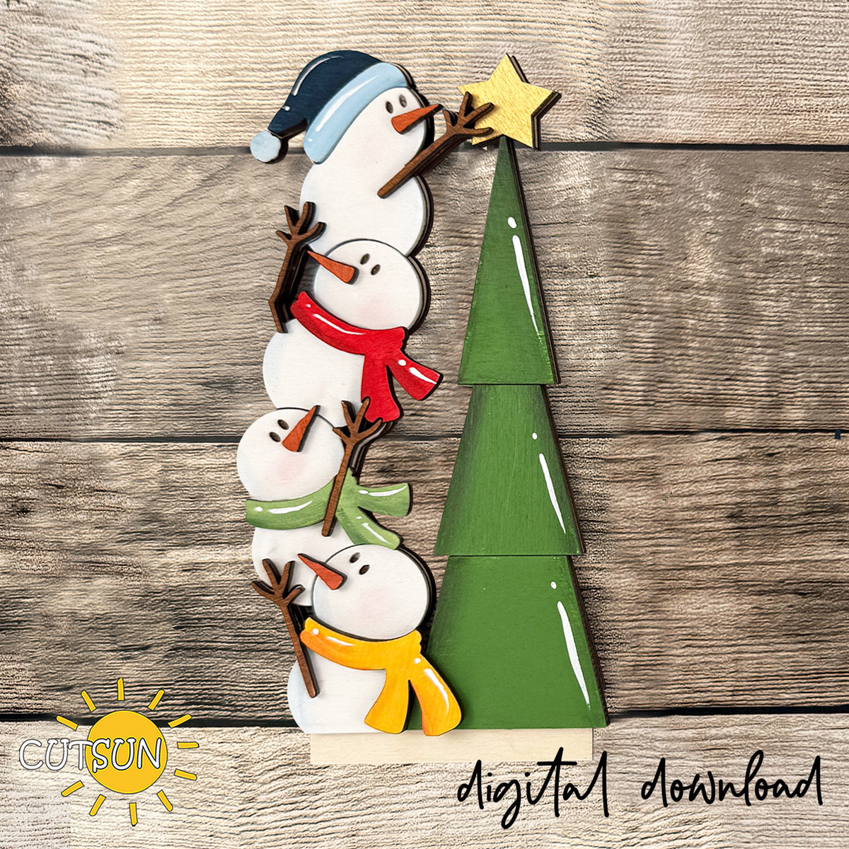 Snowmen & Christmas Tree – Standing Laser Cut File