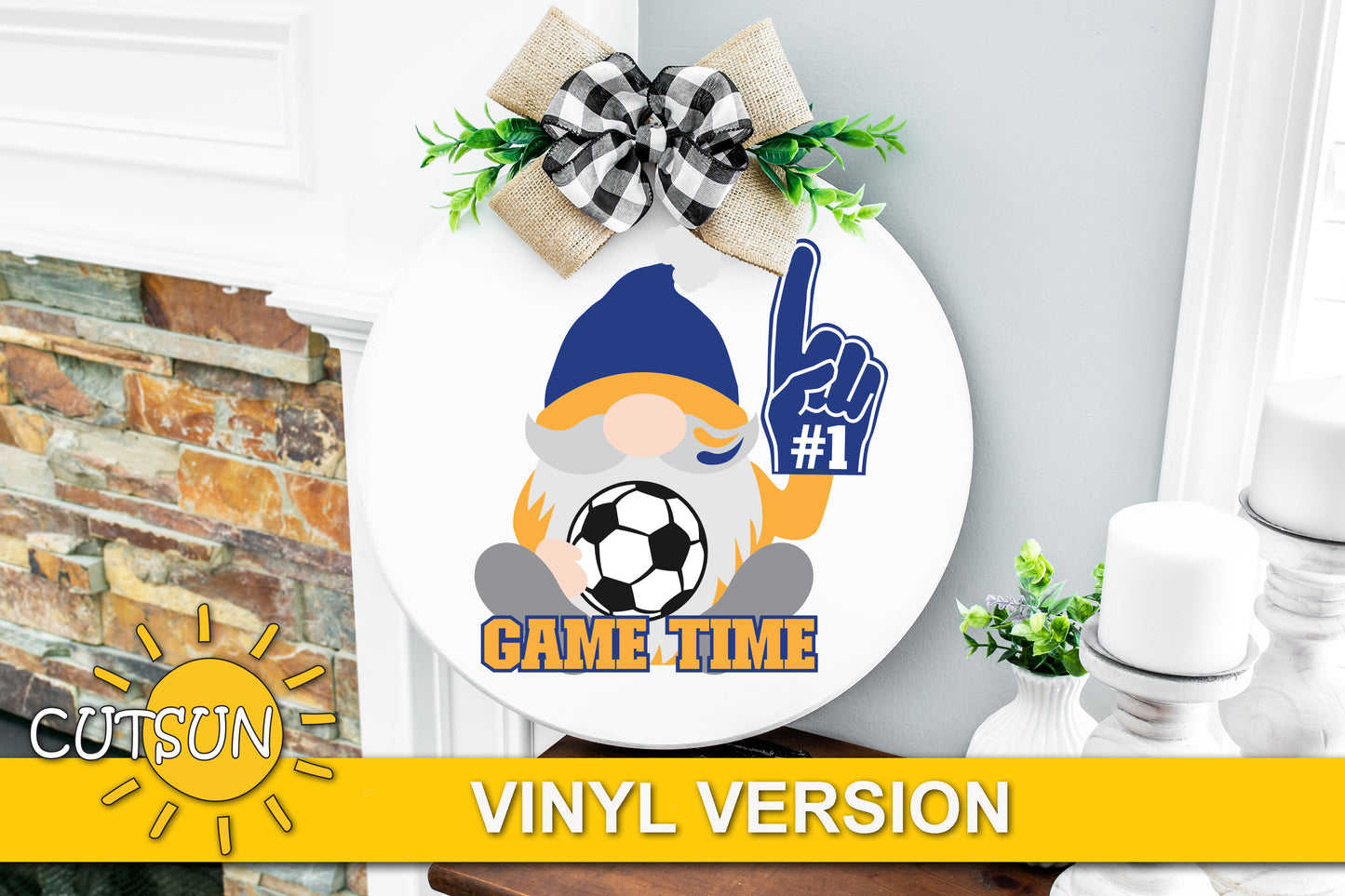 Soccer gnome door hanger svg laser cut file