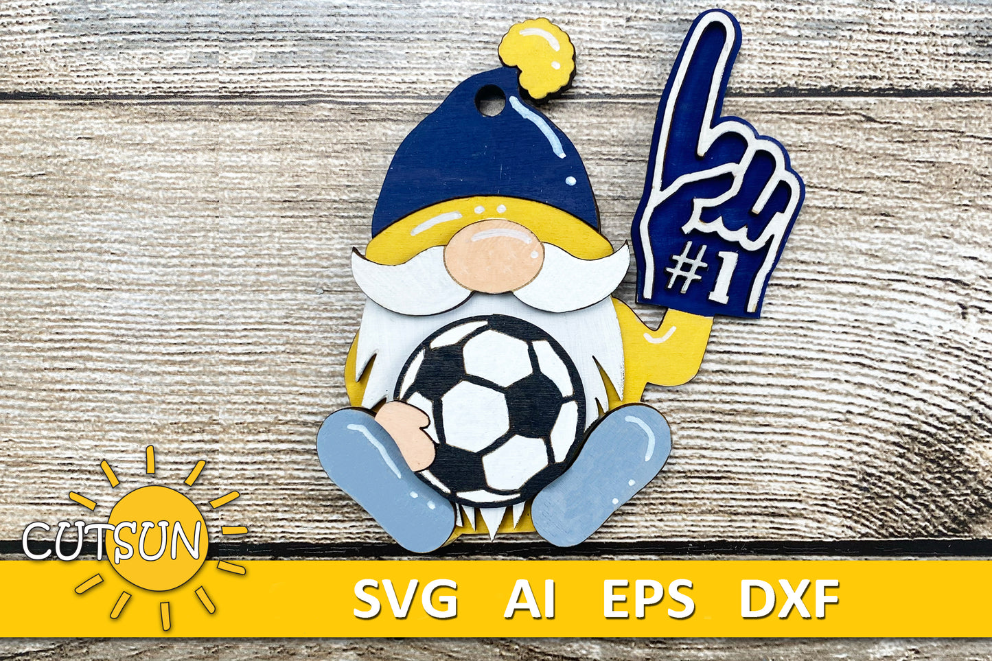 Soccer Gnome SVG | Soccer Ornament Laser Cut File | Gnome Car Charm & Christmas Ornament SVG