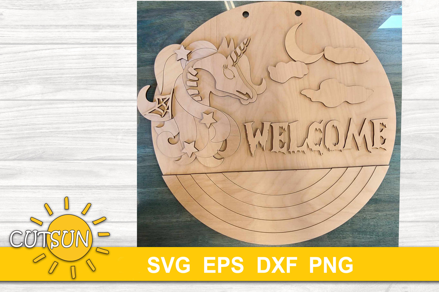 Spooky Unicorn Halloween door sign SVG | Halloween Door Hanger SVG | Unicorn skeleton door hanger SVG Laser cut file Cricut svg