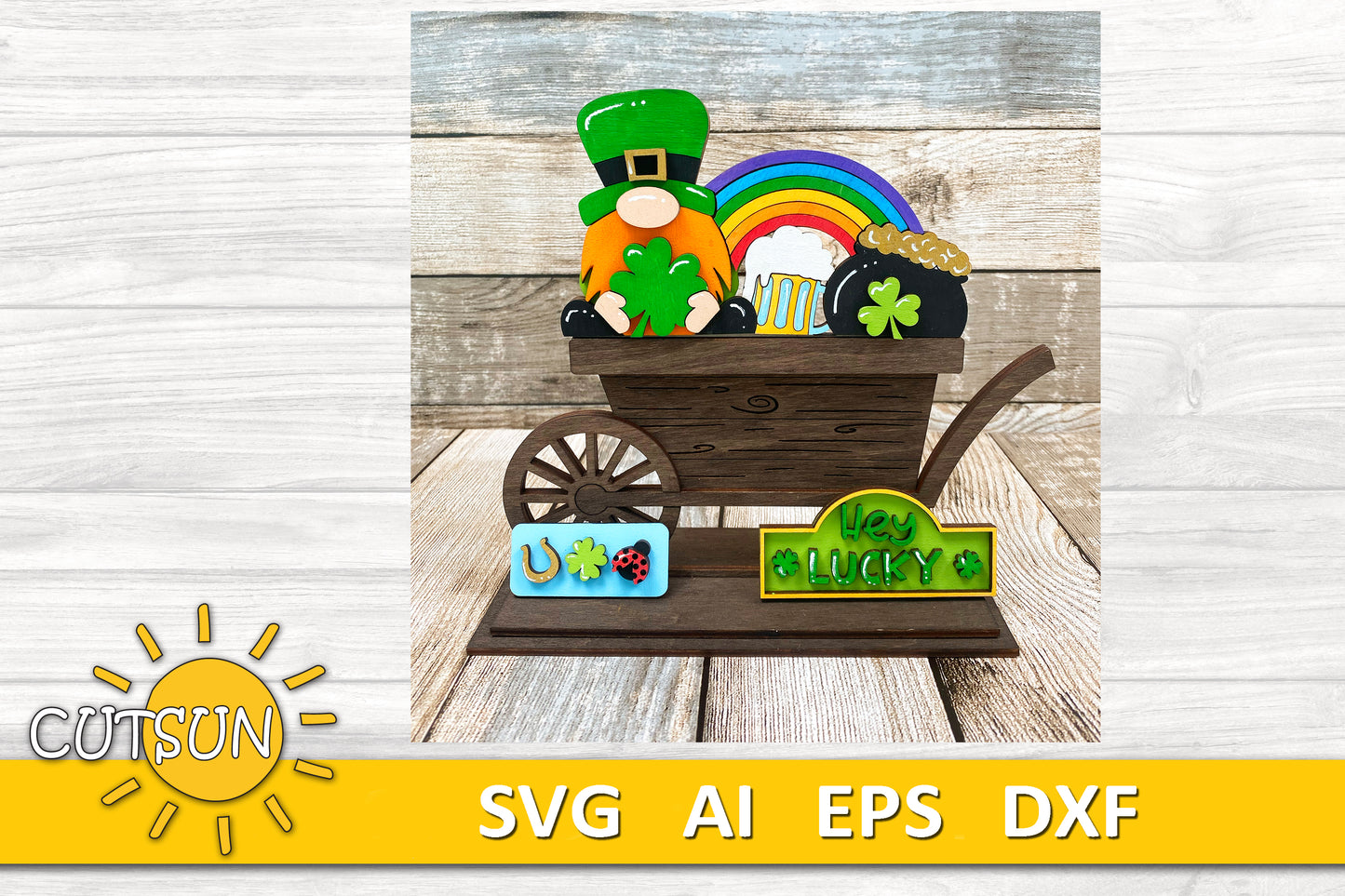 St Patrick's day SVG Add-on for Interchangeable Farmhouse Truck / Garden Wheelbarrow SVG Leprechaun svg Laser cut file Glowforge svg
