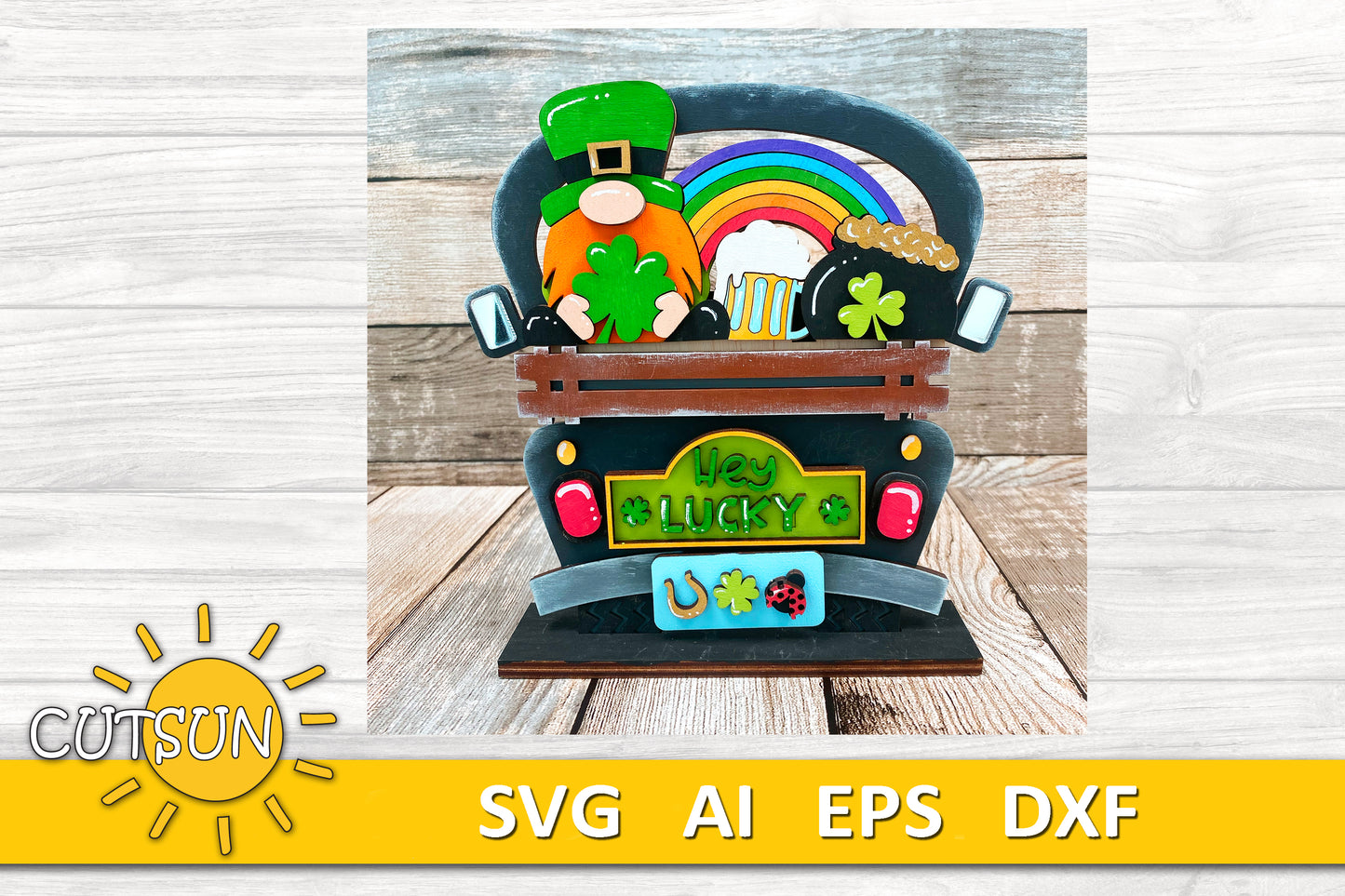 St Patrick's day SVG Add-on for Interchangeable Farmhouse Truck / Garden Wheelbarrow SVG Leprechaun svg Laser cut file Glowforge svg