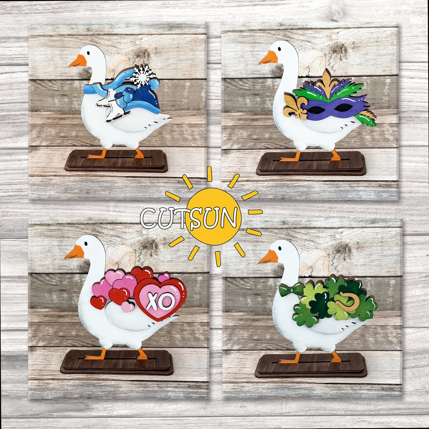 Goose Shelf Sitter SVG – Laser Cut Base File for Interchangeable Add-Ons