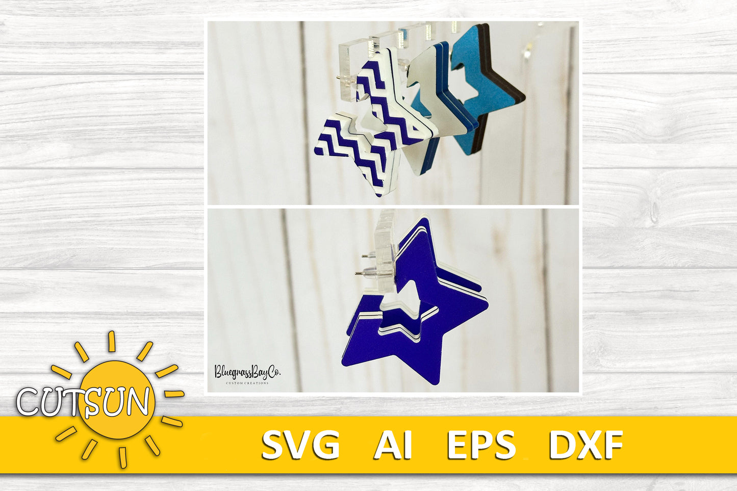 Star Hoop Earrings SVG Bundle | Laser Cut Jewelry SVG Files | Laser cut earrings svg