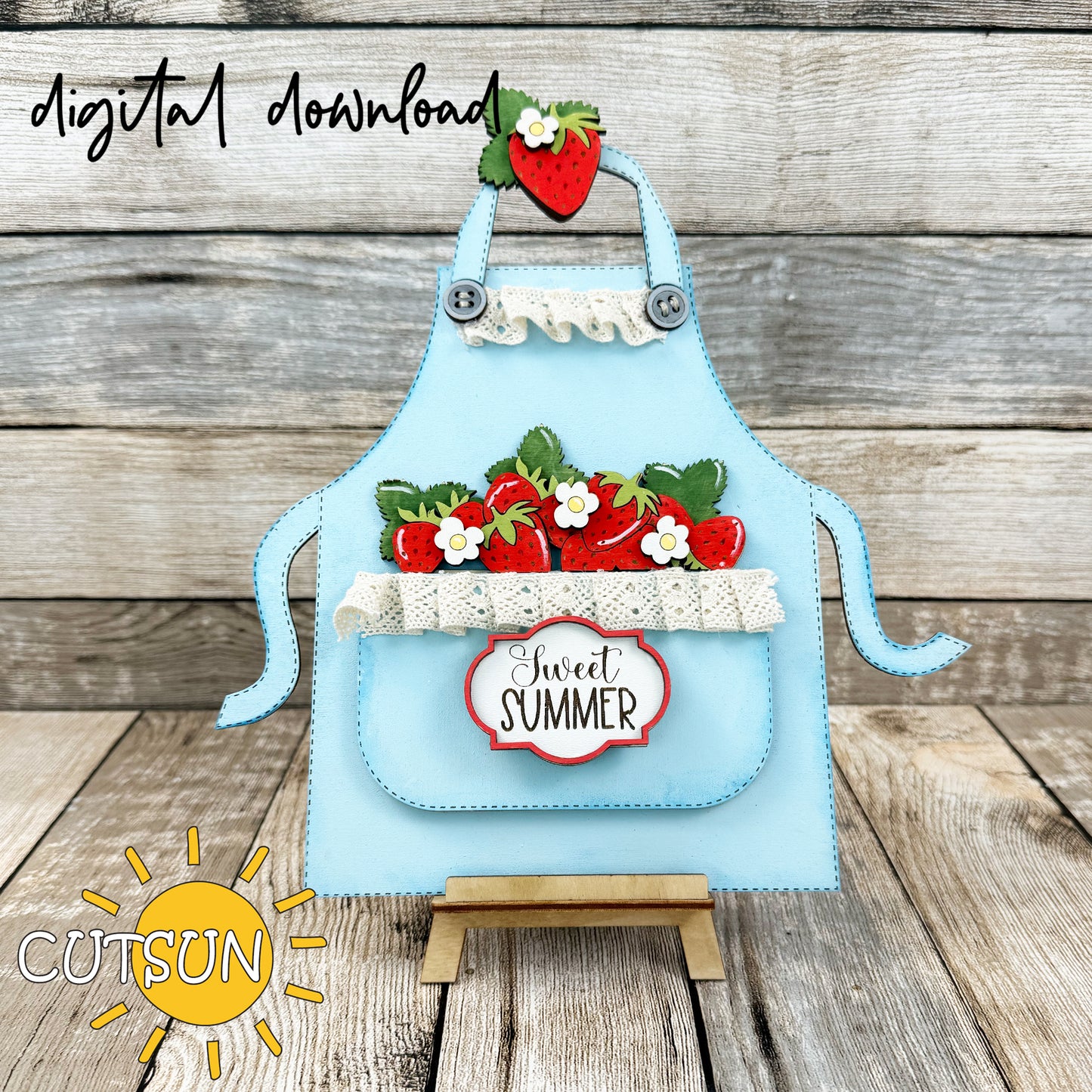 Sweet Summer Add-On for Interchangeable Apron shelf sitter SVG Laser Cut File