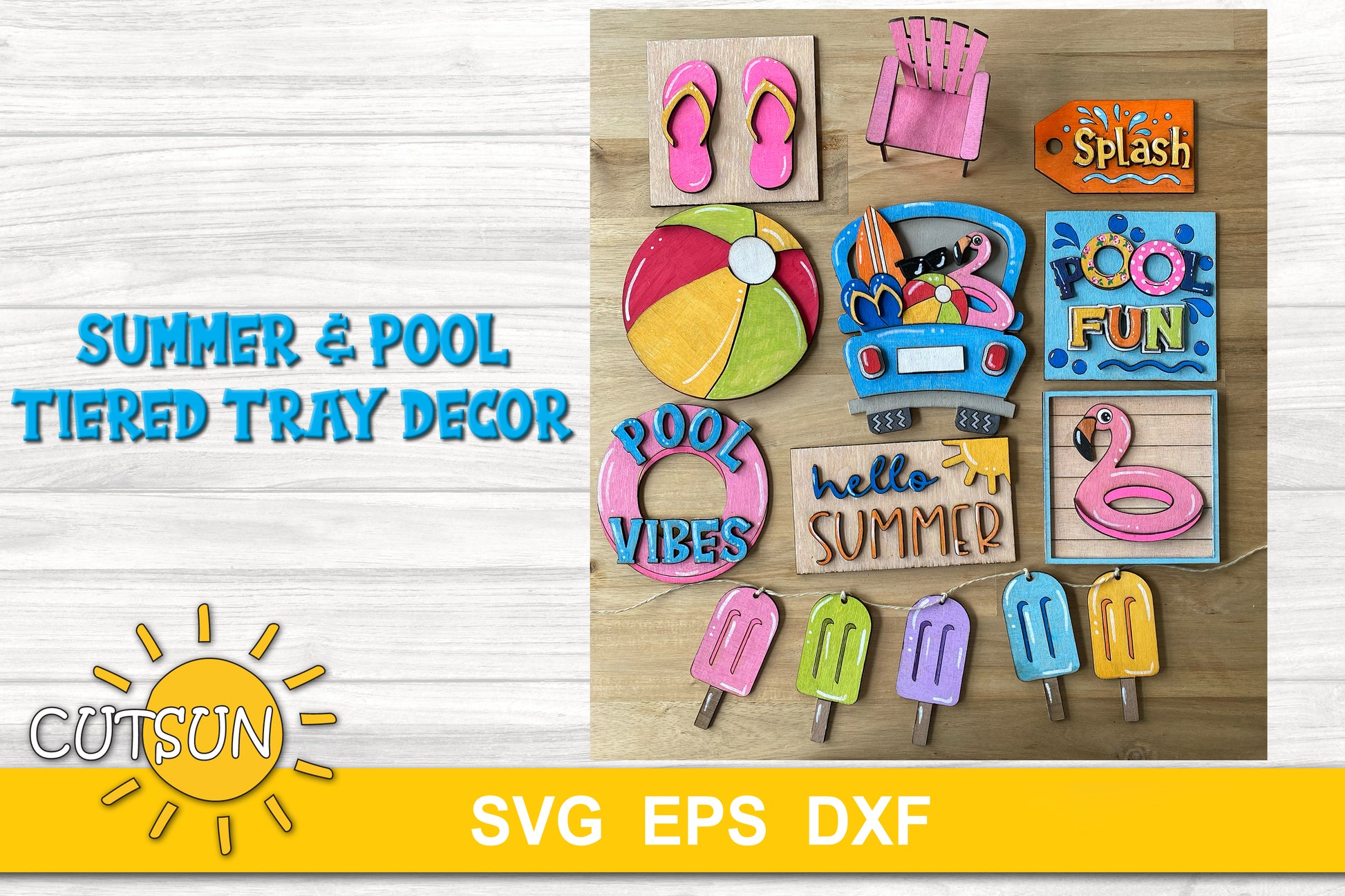 Summer tiered tray decor SVG