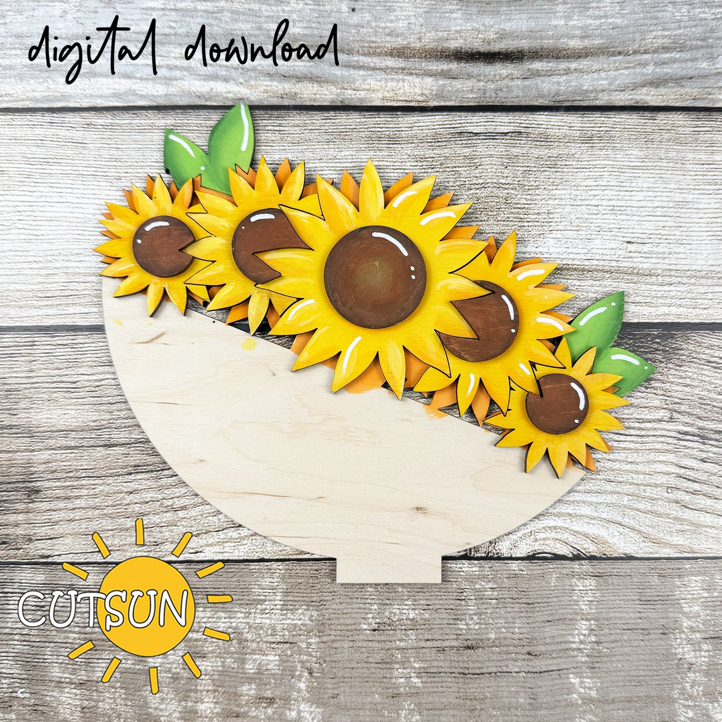 Sunflowers SVG Add-on for Interchangeable Upside down umbrella Summer shelf decor | Laser cut file