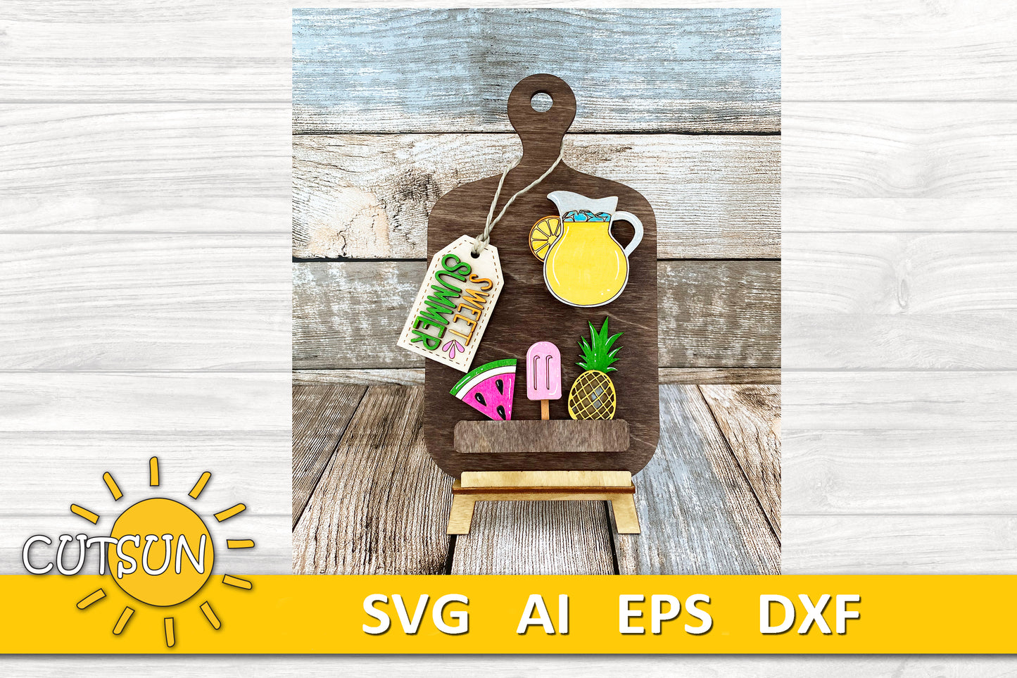 Sweet Summer Add-on and Interchangeable Cutting board decor SVG Glowforge SVG Laser cut file