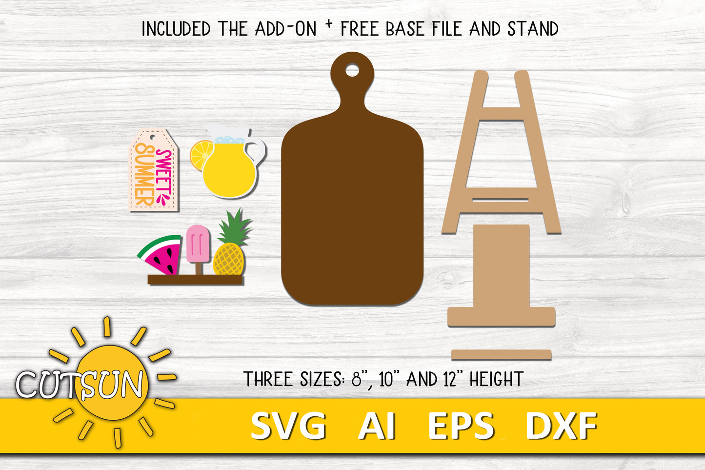 Sweet Summer Add-on and Interchangeable Cutting board decor SVG Glowforge SVG Laser cut file