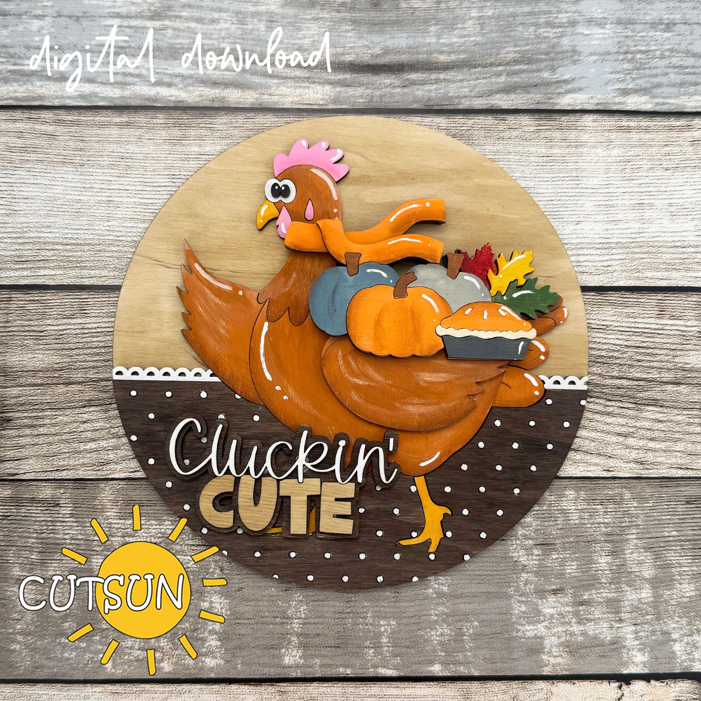 Thanksgiving Add-On SVG for Interchangeable Goose Door Hanger – Pumpkin Pie, Leaves & Fall Decor | Laser Cut File