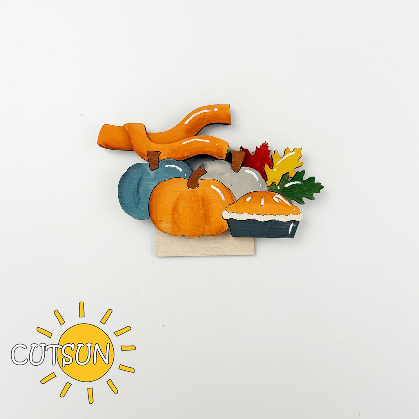 Thanksgiving Add-On SVG for Interchangeable Goose Door Hanger – Pumpkin Pie, Leaves & Fall Decor | Laser Cut File