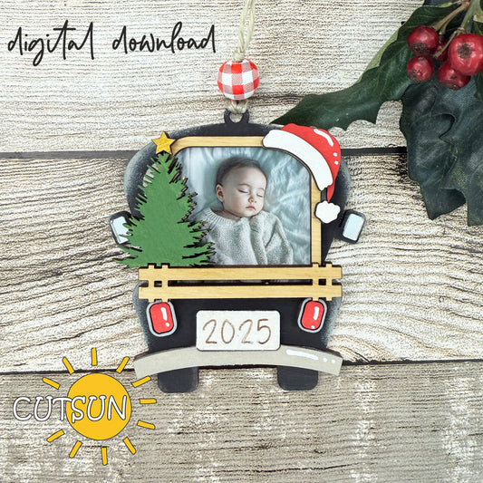 Christmas Truck Photo Ornament SVG – Laser Cut File for Glowforge & xTool