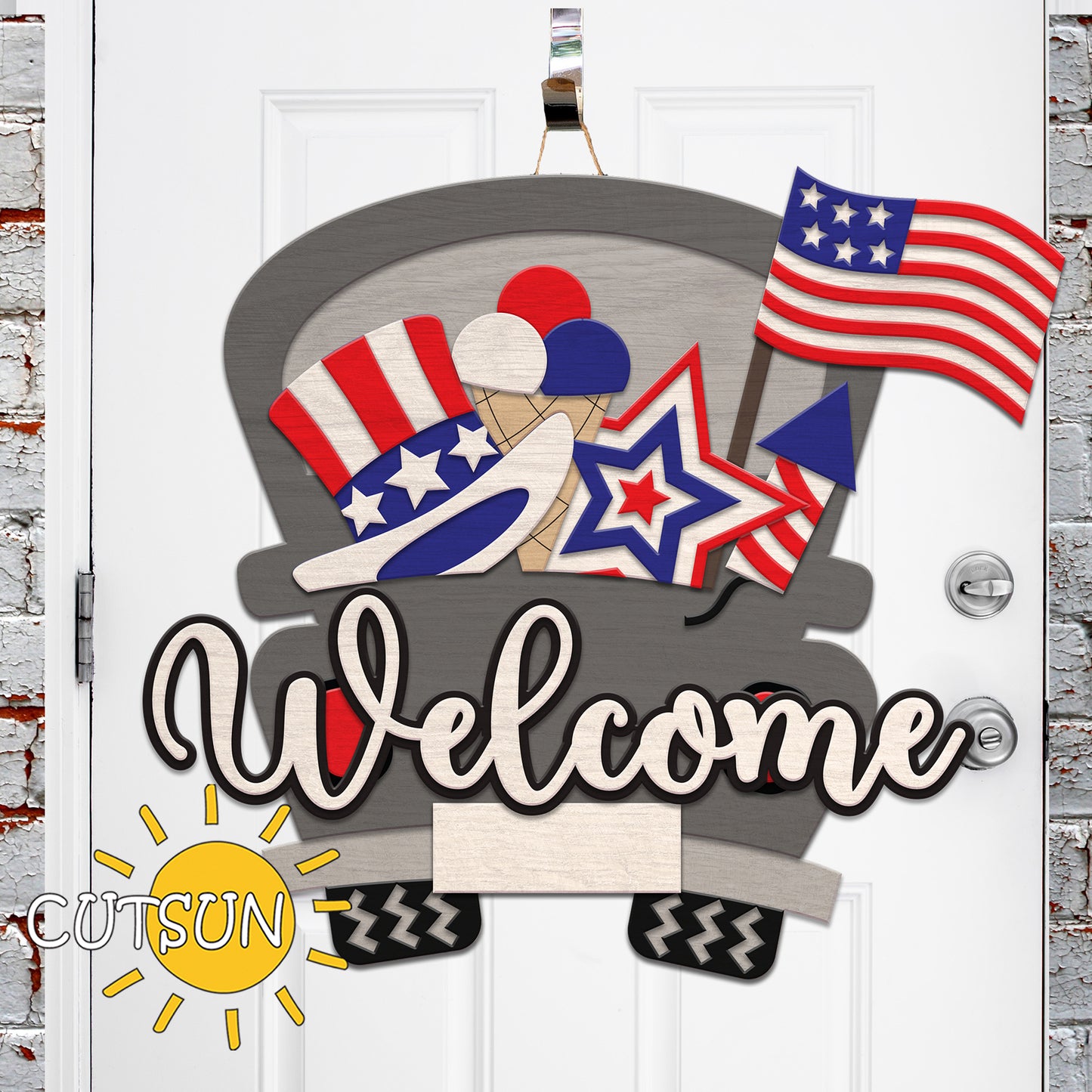 Patriotic Door hanger SVG | Patriotic Truck Door hanger SVG