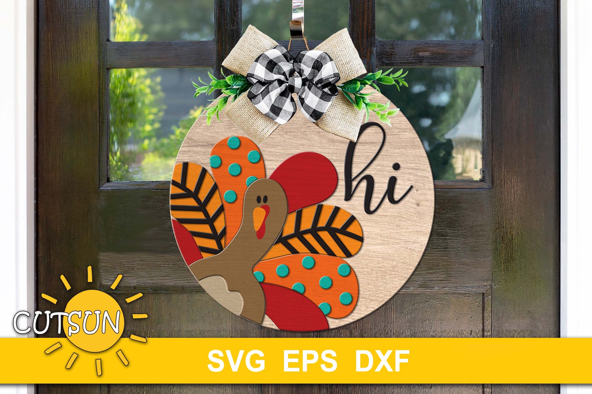 Turkey hi door hanger SVG
