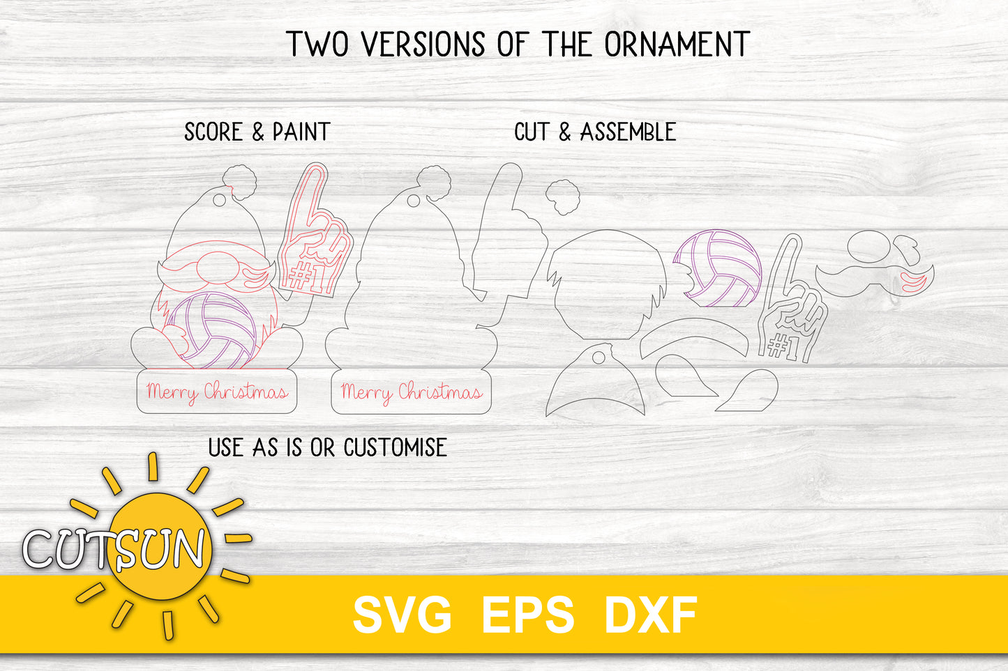 SVG digital download for a Volleyball gnome ornament