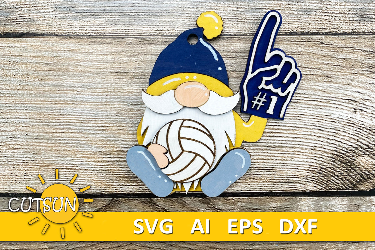 Volleyball gnome Ornament SVG Laser cut file Volleyball SVG Gnome svg Cutsunsvg