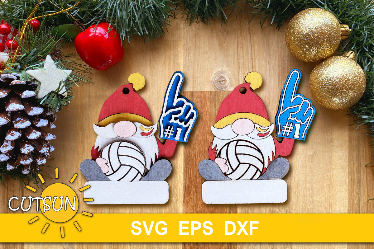 Volleyball gnome Ornament SVG Laser cut file Volleyball SVG Gnome svg Cutsunsvg