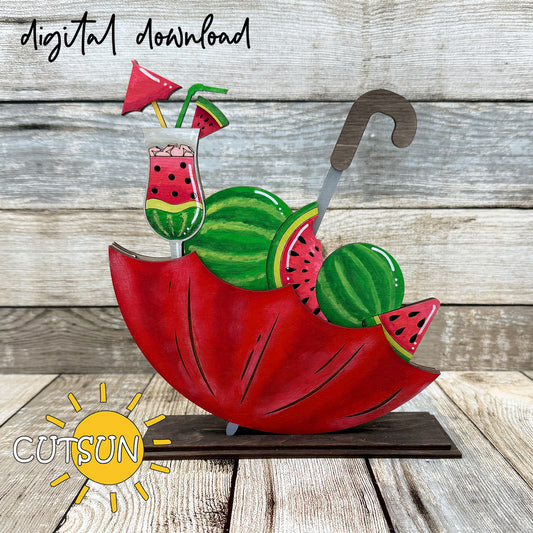 Watermelon SVG Add-On for Interchangeable Upside Down Umbrella | Summer Shelf Decor SVG | Watermelon Umbrella Laser Cut File