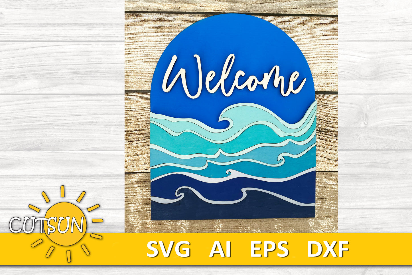 Beach Door Hanger SVG Laser Cut File Welcome Sign svg Beach Leaning Sign Waves SVG Ocean SVG Beach svg Cricut svg Glowforge Files