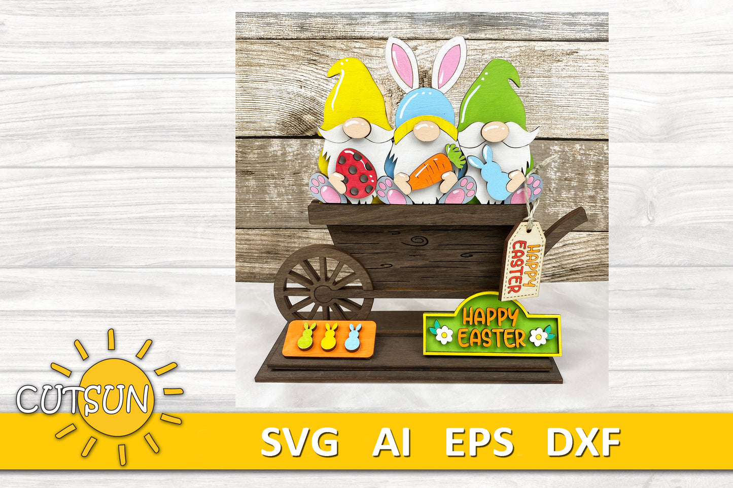 Easter Gnomes Add-on for the Interchangeable truck SVG Laser cut file