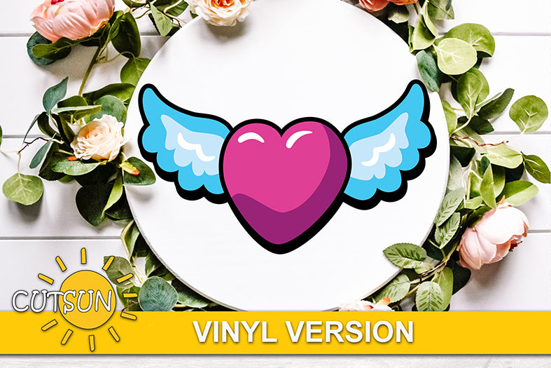 Pop art winged heart SVG digital download for use with Cricut / Silhouette craft cutting machines