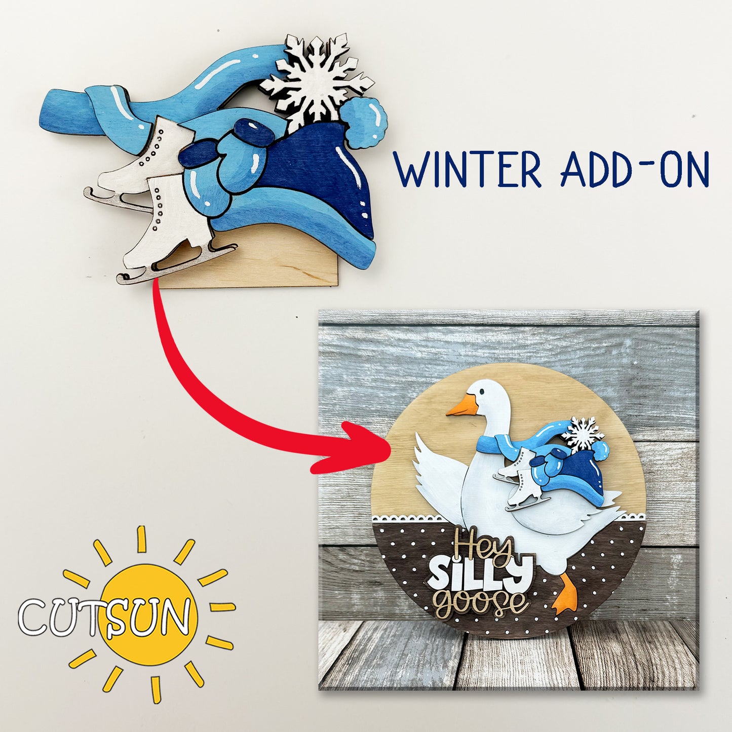 Interchangeable Goose Door Hanger SVG Bundle – 14 Seasonal Add-Ons + Base File | Laser Cut Files for Door Signs