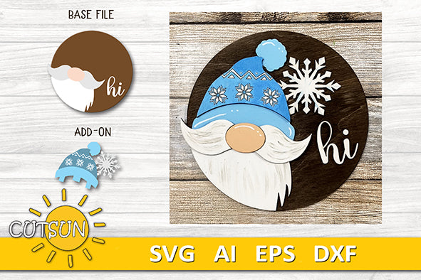 Interchangeable Round Gnome door hanger SVG Bundle CANADIAN VERSION Gnome svg Gnome hi door sign Glowforge SVG Laser cut file