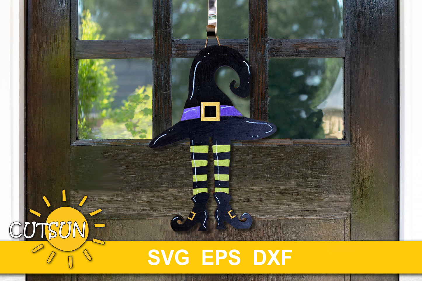 Witch hat and legs door hanger SVG