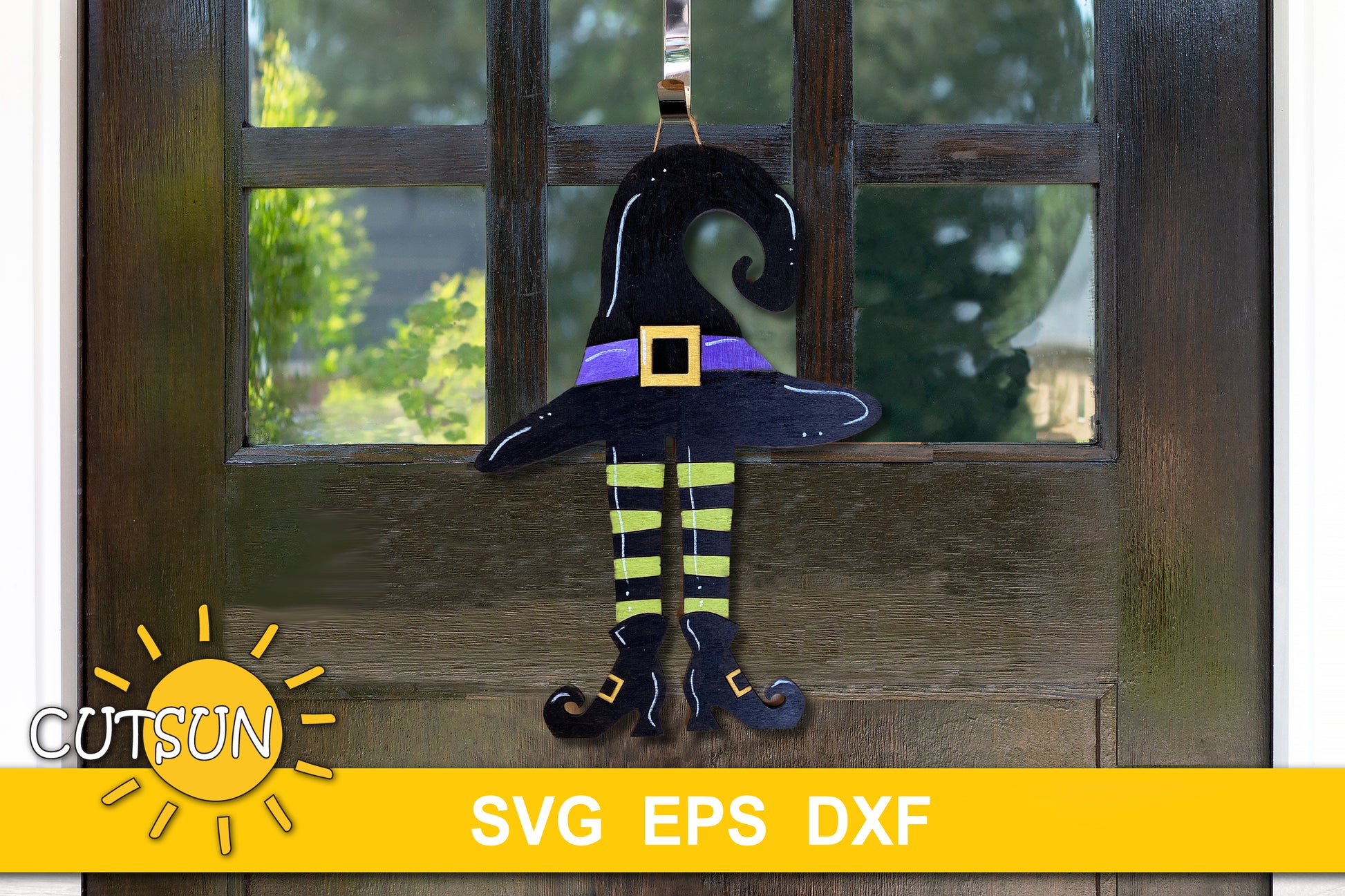 Witch hat and legs door hanger SVG