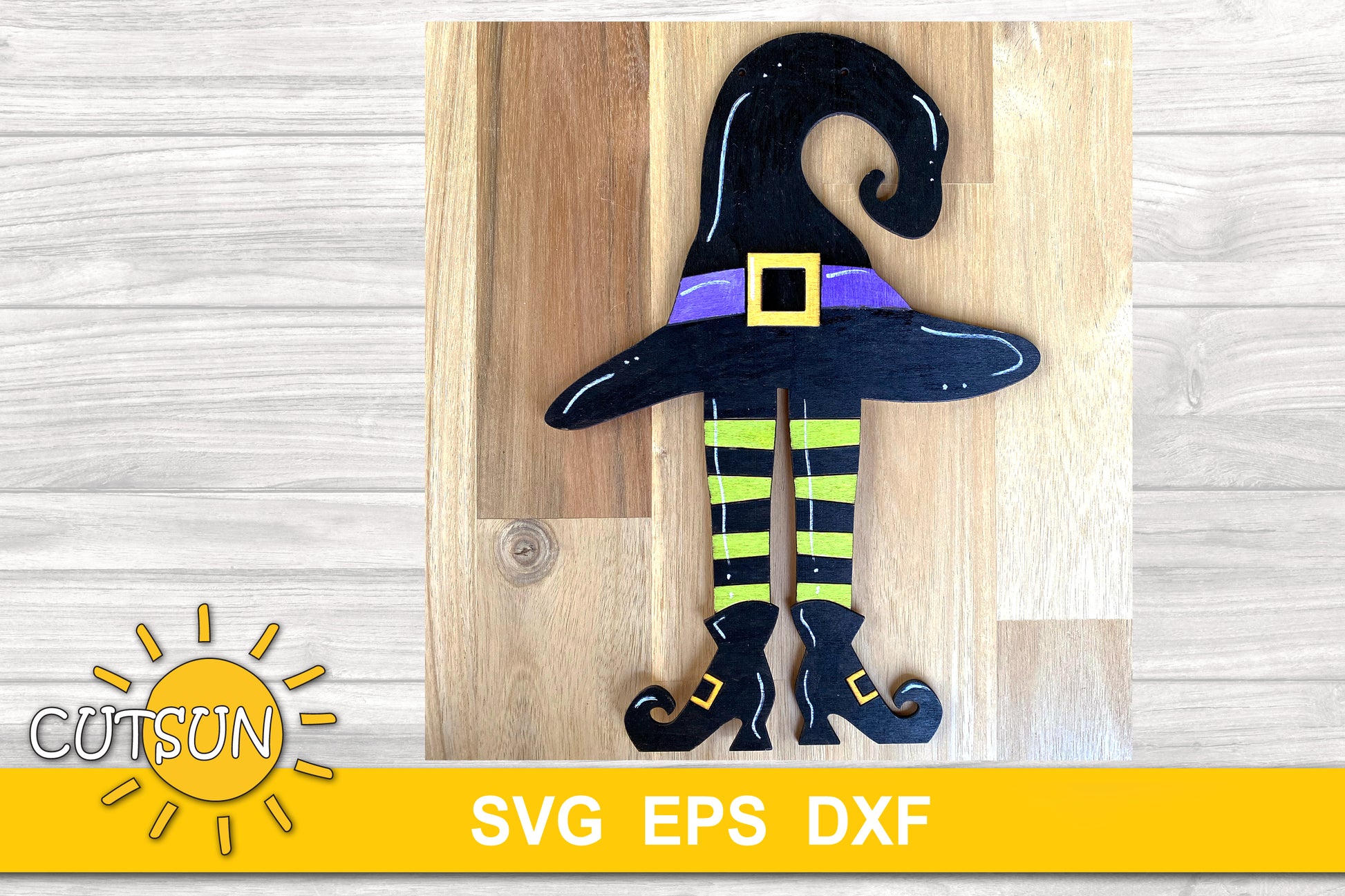 Witch hat and legs door hanger SVG