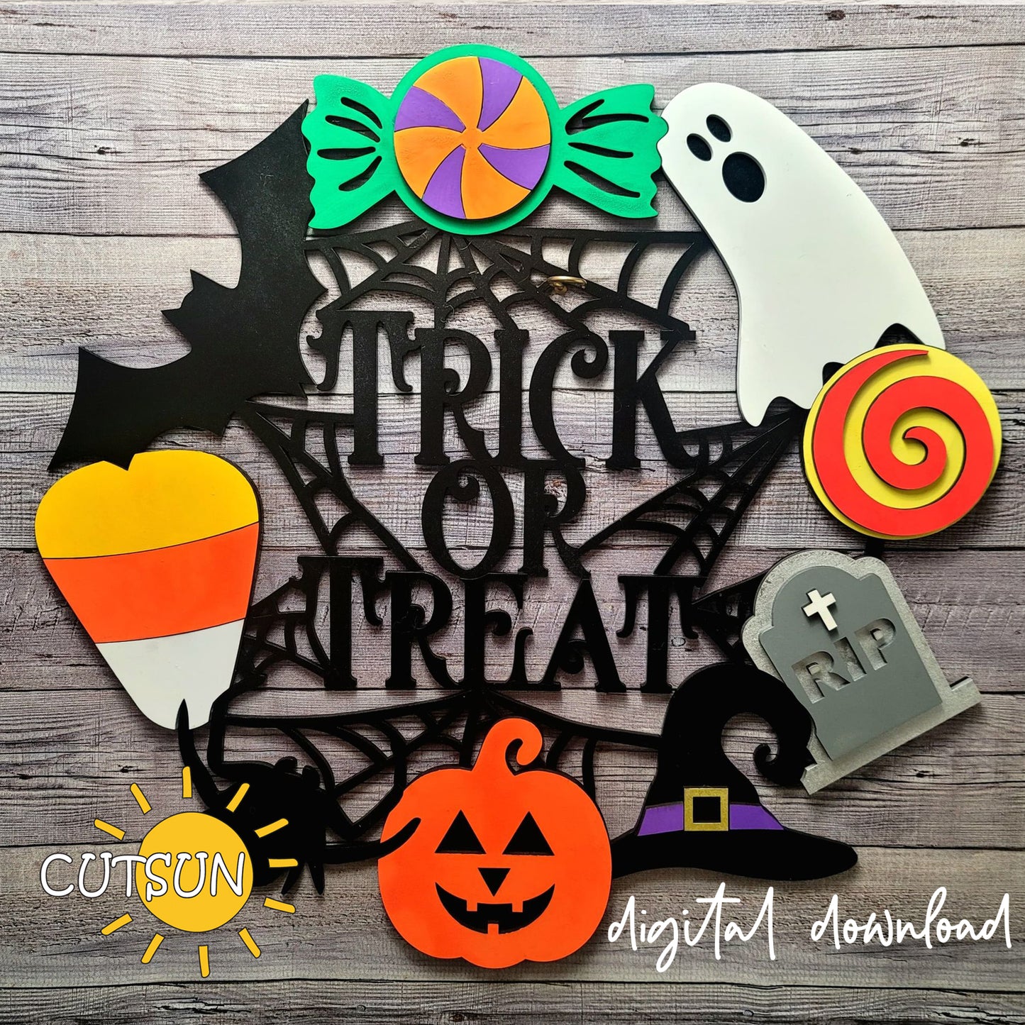 Halloween Wreath door hanger - laser cut file