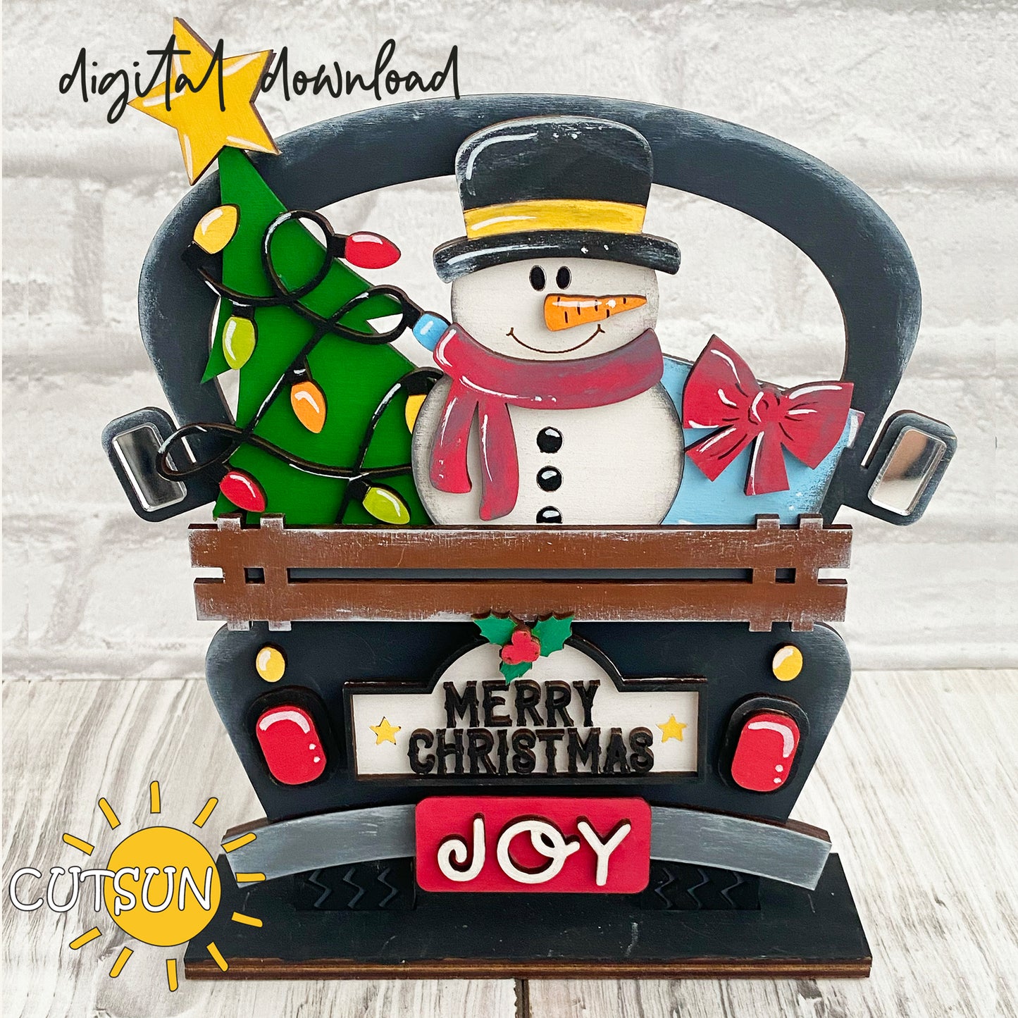 Merry Christmas Add-on for the interchangeable truck SVG Laser cut file