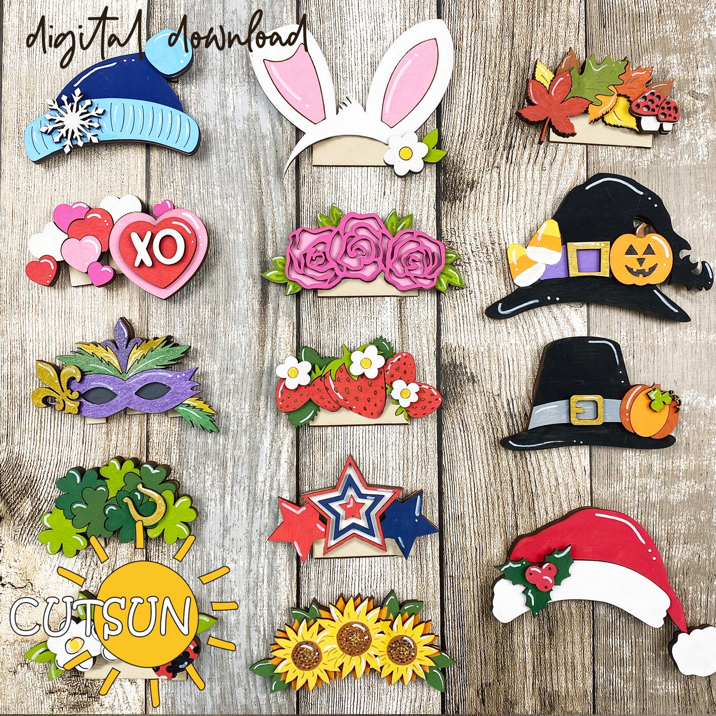Add-ons Bundle for the Round interchangeable animals door hager svg Glowforge svg Laser cut file