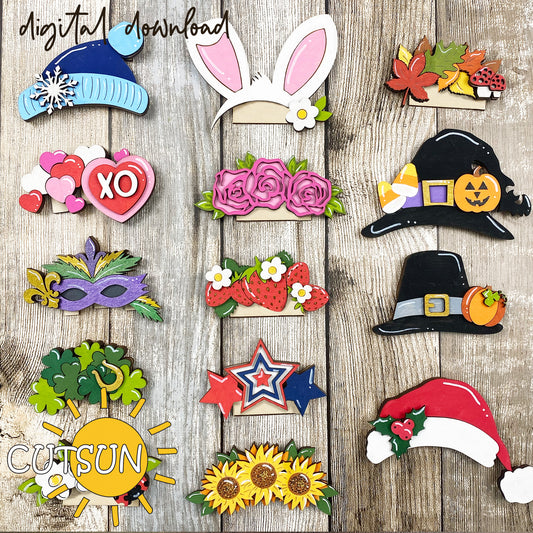 Digital download featuring add-ons for the round interchangeable door hangers with different animals