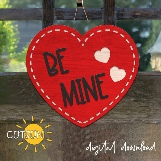 Valentines Day Door Hanger SVG | Valentine's day Heart svg | Stitched heart door hanger svg