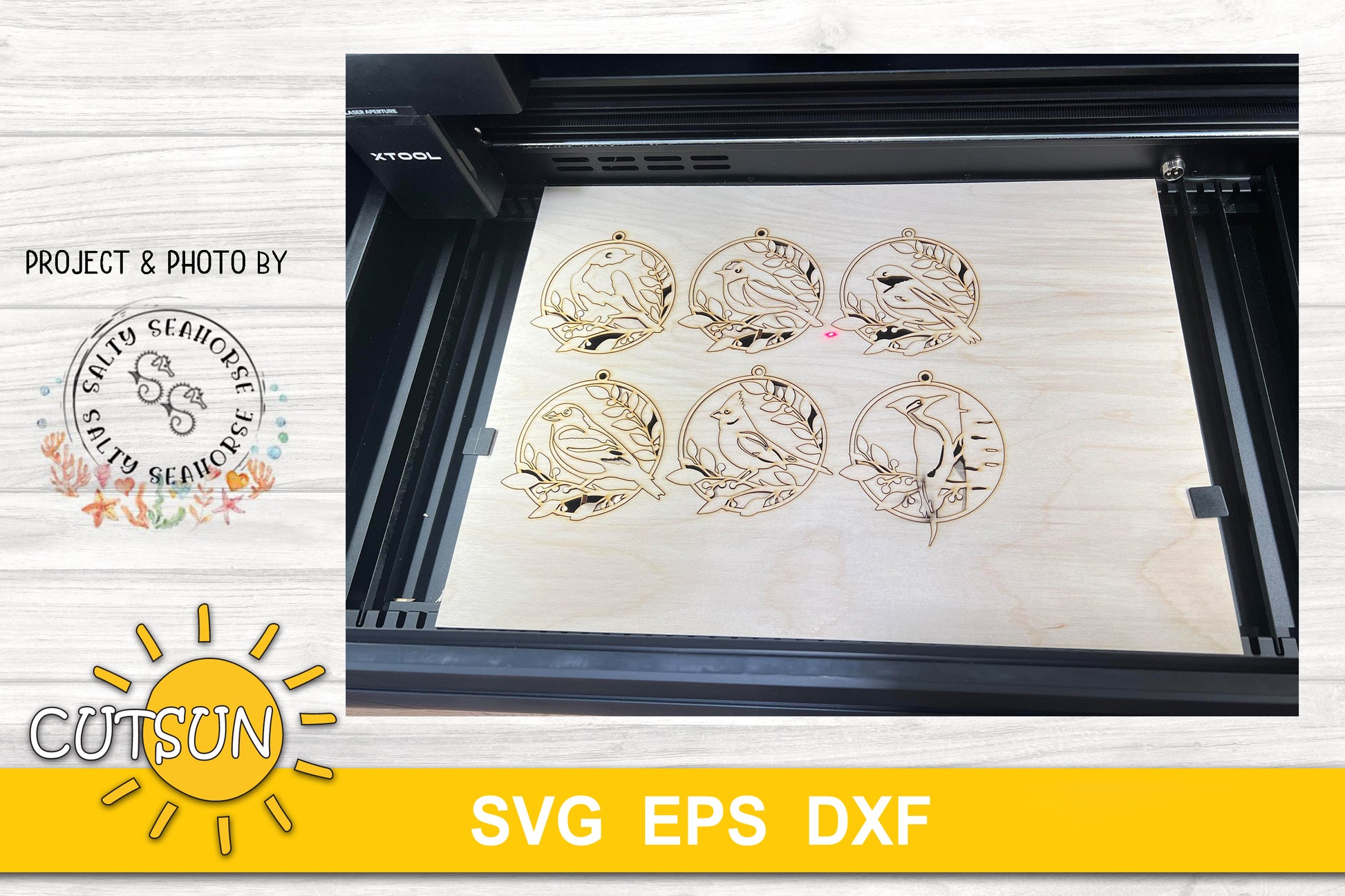 Birds ornaments SVG laser cut file