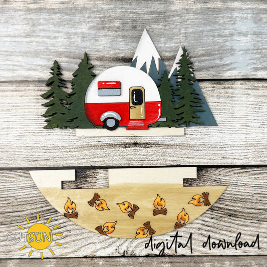 Camping Add-On SVG for Interchangeable Round Sign | Camper Door Hanger Insert | Camping Decor Laser Cut File Digital Download