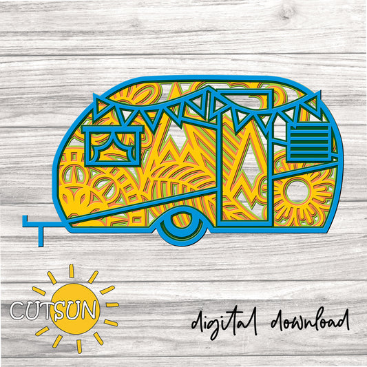 3D layered Camper SVG cut file | Laser cut file