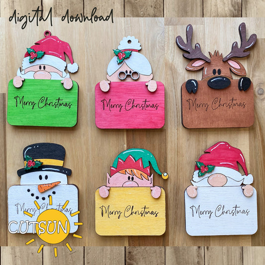 Christmas Gift Card Holders SVG Bundle | Santa, Reindeer, Elf, Gnome & Snowman Laser Cut Files | Cute Holiday Gift Card Holder SVG