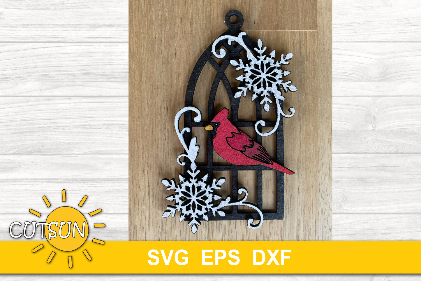 Cardinal Chrismtas Ornament SVG | Cardinal Memorial ornament SVG laser cut file