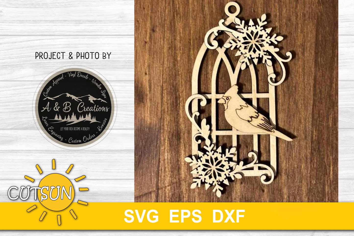 Cardinal Chrismtas Ornament SVG | Cardinal Memorial ornament SVG laser cut file