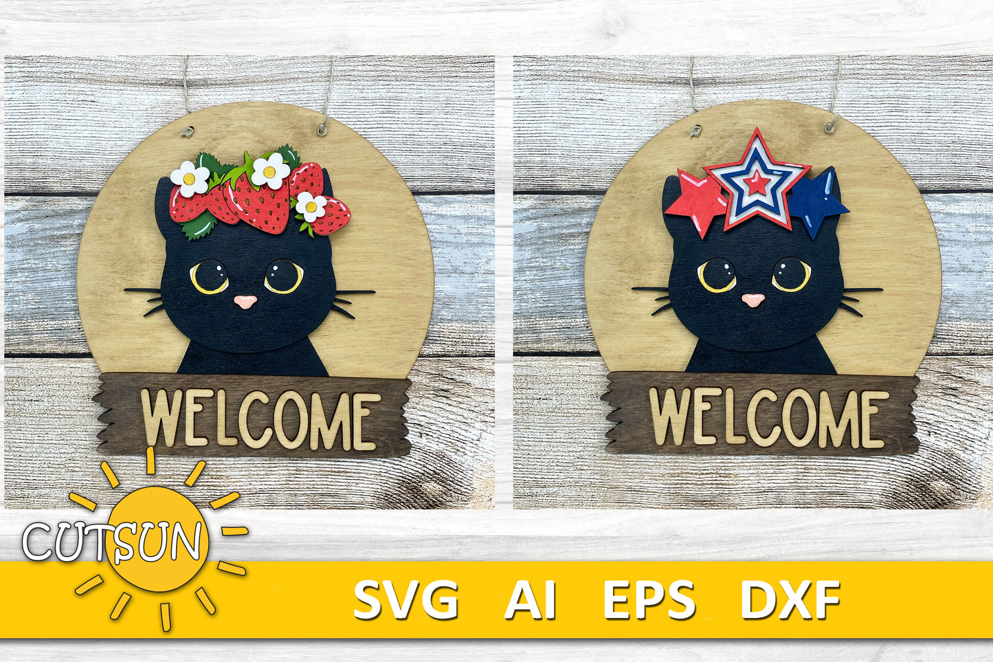 Cat door hanger SVG Round interchangeable door sign svg Cat svg BASE FILE Glowforge svg Laser cut file