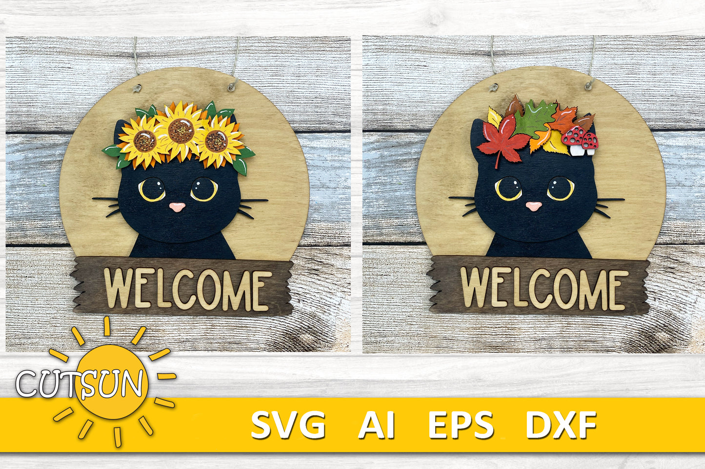 Cat door hanger SVG Round interchangeable door sign svg Cat svg BASE FILE Glowforge svg Laser cut file