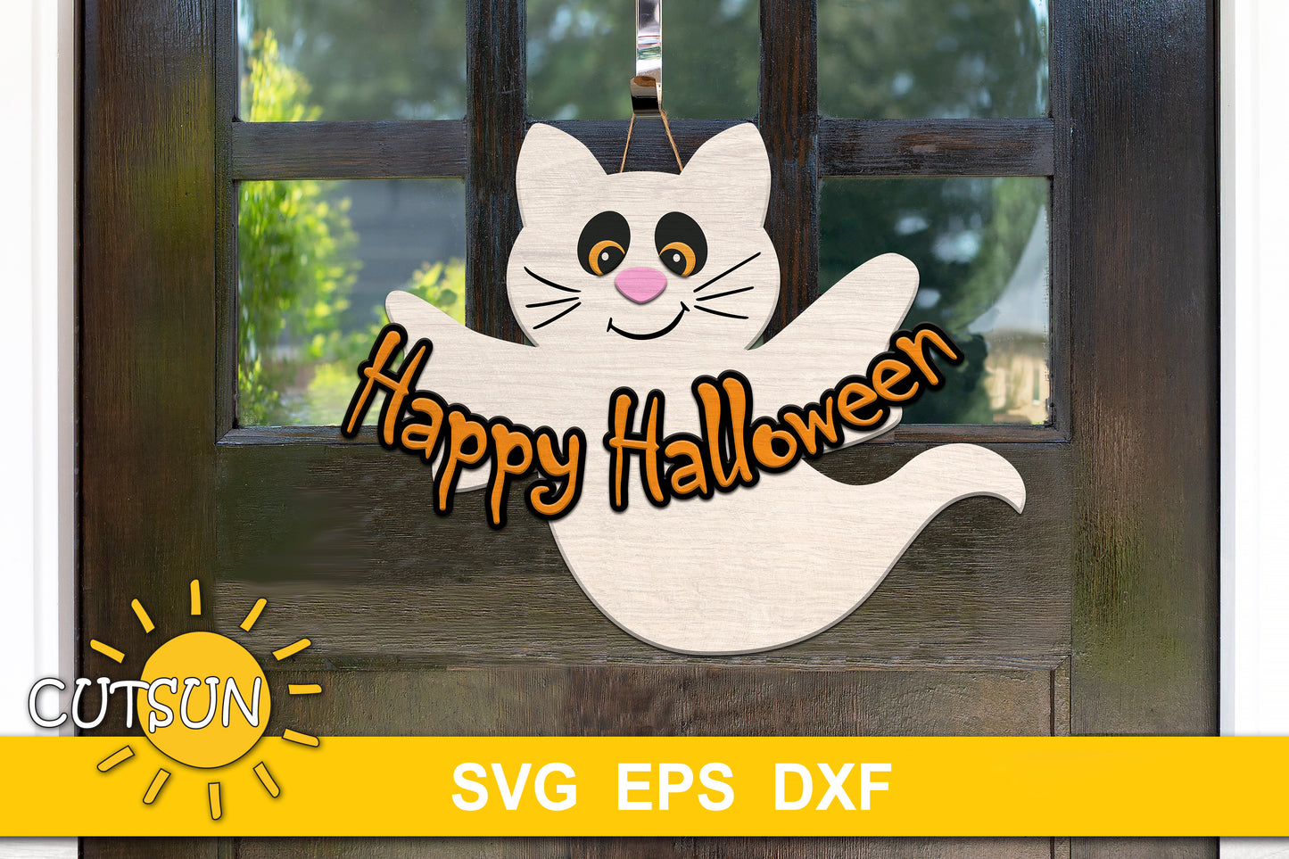 Halloween cat door hanger svg
